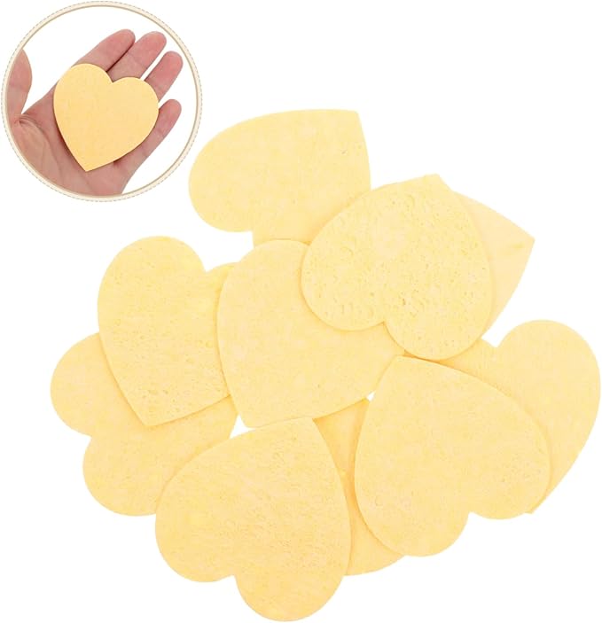 Mikikit 10pcs Heart Shape Sponges for Reptile Tank Pet Drinking Sponge Accessories for Crab Fish Tank Humidity Maintenance