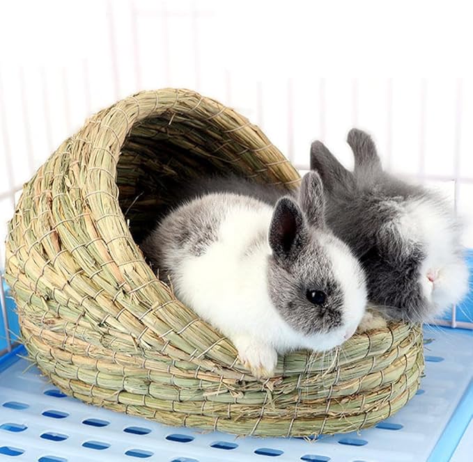 NOLITOY Rabbit Nest Rabbit Grass Bed Bedding House Bunny Grass Hamster Habitat Dwarf Hamster Cage Hamgers Mat Woven Mat Critter Cage Cava Bunny s Straw Chew