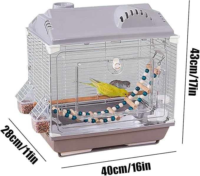 Bird Travel Cage - Lightweight Escape-Proof Breathable - Cockatiel Cage with Food Box Perch Water Bottle,for Cockatiel Lovebird Conures Indoor Outdoor Home Traveling Trip