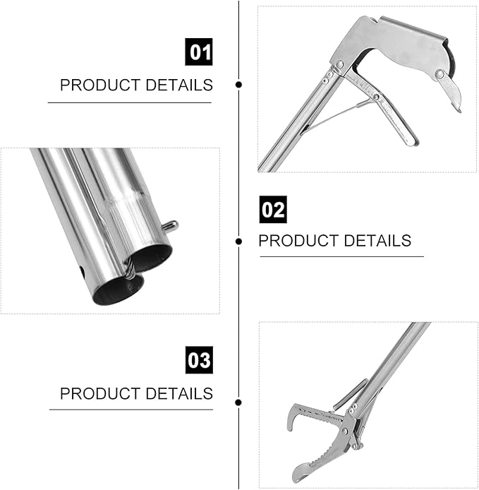 Snake Tongs Snake Catcher Stainless Steel Snake Catch Clip Folding r Wide Jaw Capture Clamp with Lock (1.2M Long) Silver 63X13CM L152917QEB