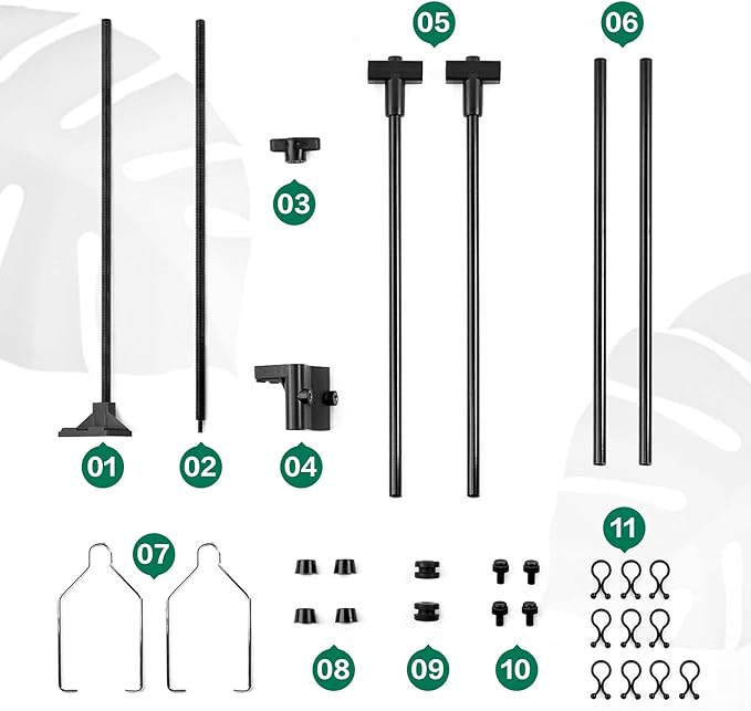 BETAZOOER Reptile Dual Lamp Stand Metal Adjustable Heating Lamp Holder Light Fixture Retractable Ideal for Reptile Glass Terrarium Amphibians/Terrestrial Invertebrates Vivarium