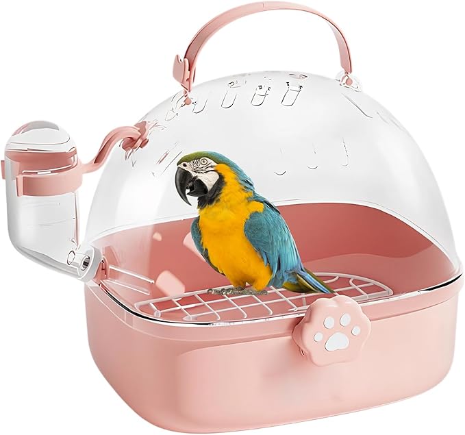 Bird Carrier Cage with Water Bottle, Portable Parrot Travel Carrier Cage for Parrots, Hamster, Guinea Pig, Lovebird, Budgies, Small Animal, 17x16x18 cm