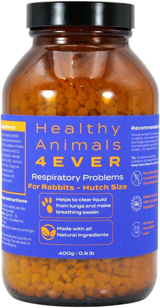 HealthyAnimals4Ever HA4E - Rabbit Respiratory Treatment - Support for Snuffles, URI & Breathing Relief - Preventive Care - Natural Homeopathic Tablets - Pellets, Hutch Size (Extra Large)