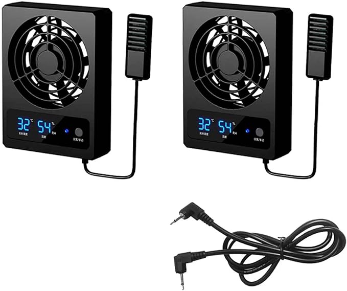 iDili Reptile Rainforest Tank Thermometer and Hygrometer, Intelligent Control Ventilation Fan Digital Display Ventilation Dehumidifica