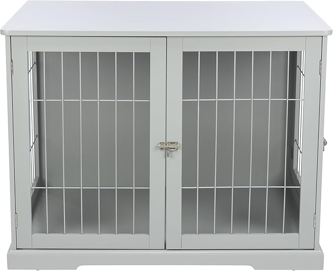 Trixie 38.7" Indoor Dog Crate, Wooden Crate Table for Dogs Up to 66 lb, Large Dog Kennel, Perfect in Any Room, Gray