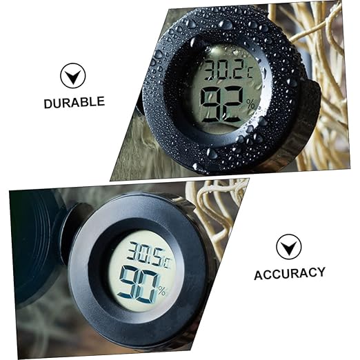 Kisangel 1pc Digital Thermometer Hygrometer for Reptiles Accurate Temperature Humidity Monitor Cup Switchable Material for Terrarium Use