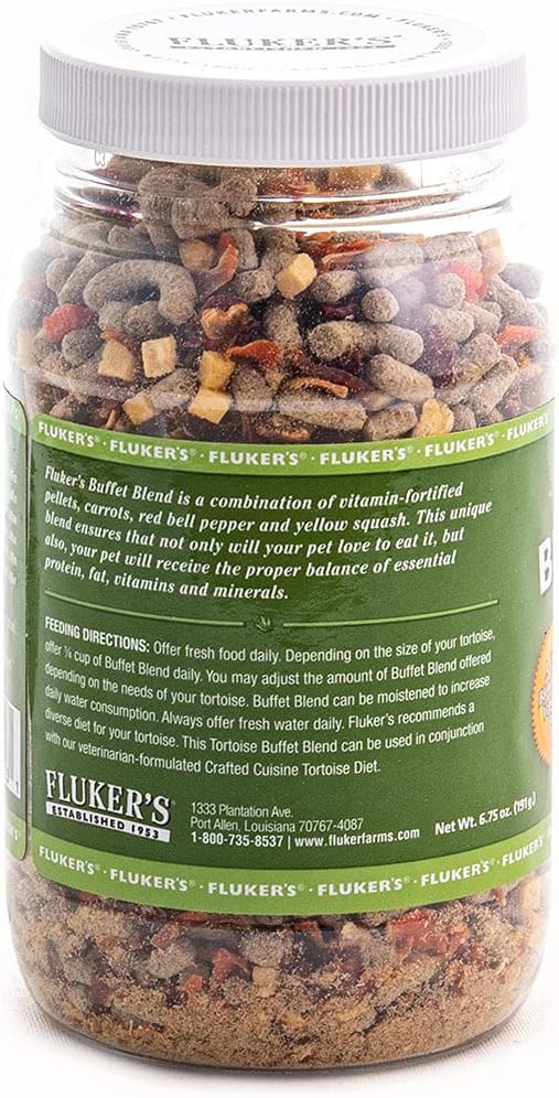 Fluker's Buffet Blend Tortoise Diet, Veggies with Fortified Pellets, 6.75 oz
