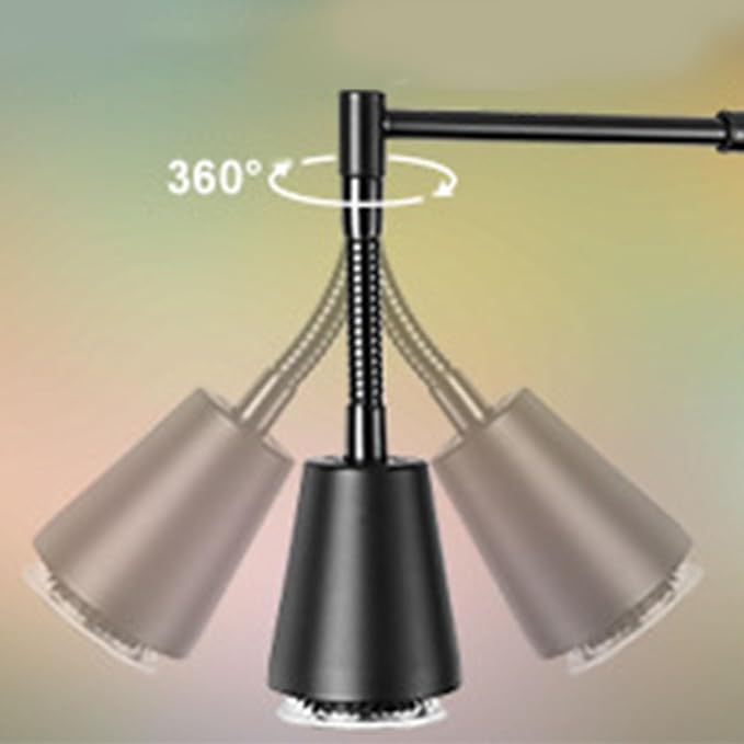 Reptile Heat Lamps, 360 Rotatable Clamp on Dimmable UVA UVB Basking Spot Light Simulated Sunlight with Timing and 2Pcs E27 Bulbs for Aquarium Lizard Turtle Amphibians (US Plug)