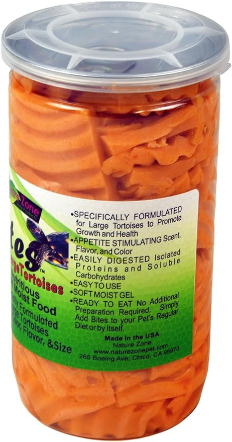 Nature Zone Bites Ready to EAT, Melon Flavored, GELLED Food for Large Tortoises,SULCATA, Leopard, RED-Footed, Desert, MARGINATED, Elongated Waffle Cut, 16 OZ