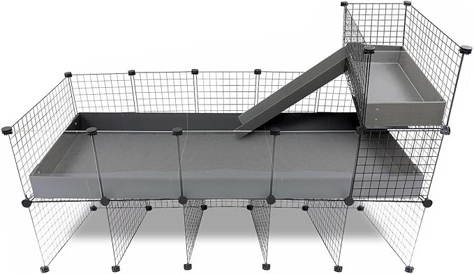 GuineaDad Piggy Condo – Premium C&C Cage with Balcony, Ramp, & Pillars for Guinea Pigs & Small Animals with Coroplast Base | Acrylic and C&C Grids for Small Pets (Acrylic, XL (29" x 73.5" x 42"))