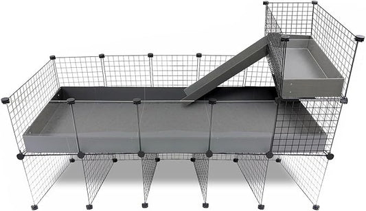GuineaDad Piggy Condo – Premium C&C Cage with Balcony, Ramp, & Pillars for Guinea Pigs & Small Animals with Coroplast Base | Acrylic and C&C Grids for Small Pets (Acrylic, XL (29" x 73.5" x 42"))