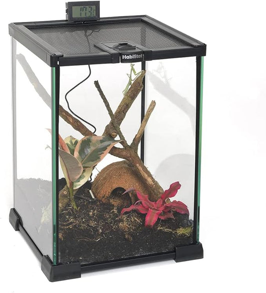 Habistat Glass Terrarium for Reptiles 12"x12"x18" – Stackable Reptile Enclosure for Inverts & Amphibians with Lock & Waterproof Base, Ideal Terrarium Tank for Chameleons, Geckos and Bioactive Setups