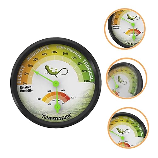 Beaupretty High-Precision Mechanical Reptile Hygrometer Thermometer for Bearded Dragon Tank Dual Temperature and Humidity Gauge with Large Clear Dial Safe Wear-Resistant Material for Aquarium