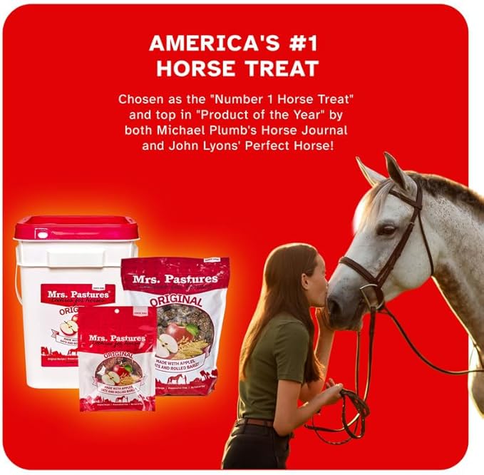 Mrs Pastures Cookies and Treats for Horses - Premium Horse Treats - Made with Apples, Oats, and Rolled Barley - Preservative Free - All Natural Ingredients - No Corn or Soy - Made in USA - (5lb Bag)