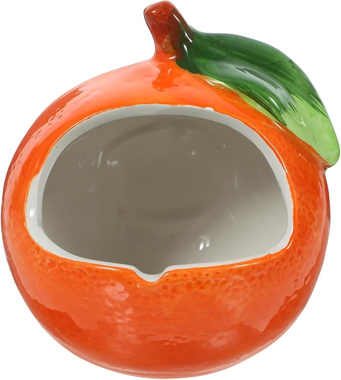 POPETPOP Ceramic Hamster Hideout: Orange Hamster House - Small Animal Hide for Chinchilla, Hedgehog, 10x10cm