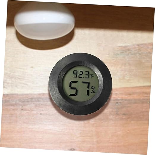 POPETPOP 21pcs Mini Digital Humidity Gauge Thermometer for Reptile Terrariums Greenhouses and Indoor Use Accurate Humidity Sensor for Tortoise Habitat Accessories Black Acrylic Design