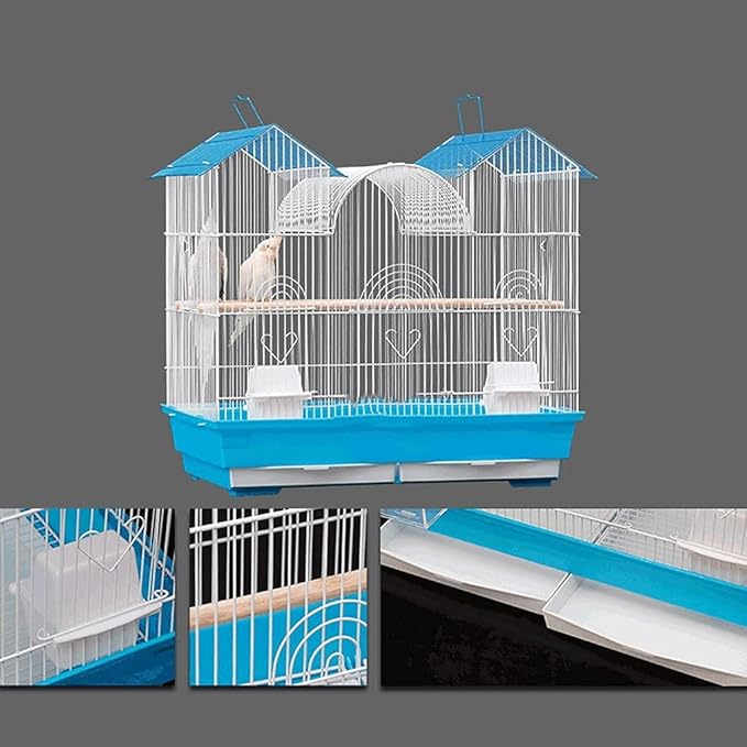 Elegant Birdcage 24inch Wrought Iron Birdcages Portable Bird Cage Hanging Bird Carriers Large Bird Flight Cage with Rolling Stand for Outdoor Exquisite Beautifu，Birdcage