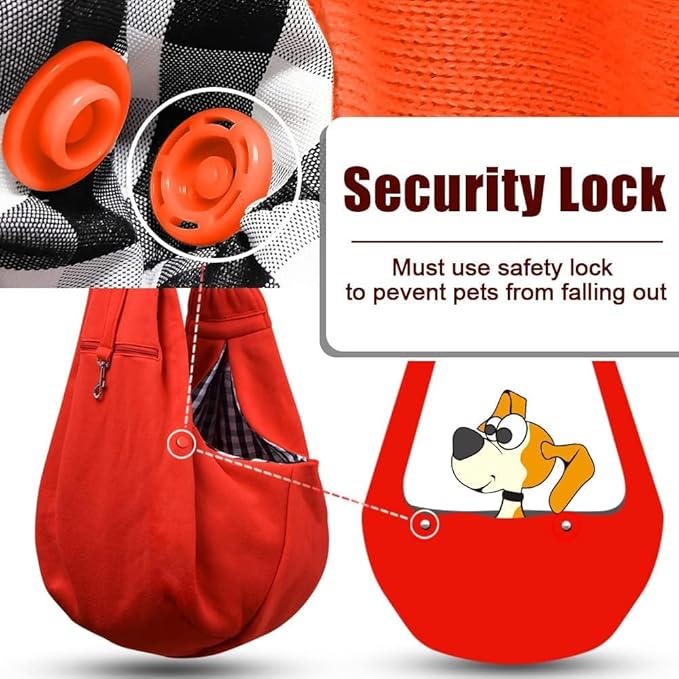 Tomkas Small Dog Sling Carrier - Zipper Pocket & Adjustable Strap & Zip Pocket - for 3-10 lbs Pets (Red, M - Zipper Pocket & Classic Strap)