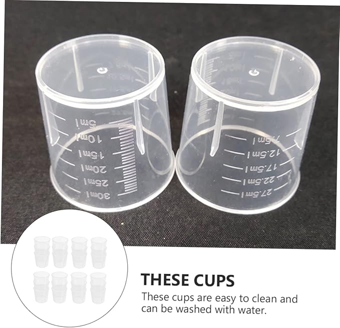 COLLBATH 100Pcs Reptile Measuring Cups Durable Feeding Dishes with Scale for Accurate Food Water Portions for Lizards Snakes and Pets