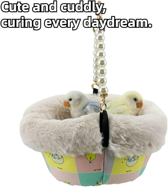 Bird Carrier Cage with Warm Nest, Cushion and Safe Lock, Portable Cages with Chain, Small Animals Travel Carrier Plastic Breathable Outgoing Box for Hamsters Lovebirds Budgies Sugar Gliders (Blue)