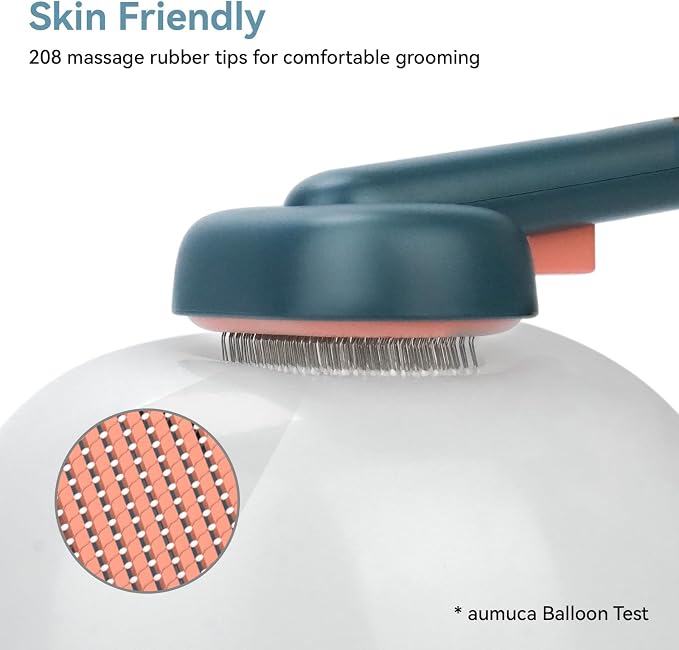 Aumuca Skin Friendly Self-Cleaning Slicker Brush for Dogs & Cats, Gentle Pet Grooming Tool for Shedding & Deshedding, Efficient Hair Remover for Long & Short Haired Pets - Image 3
