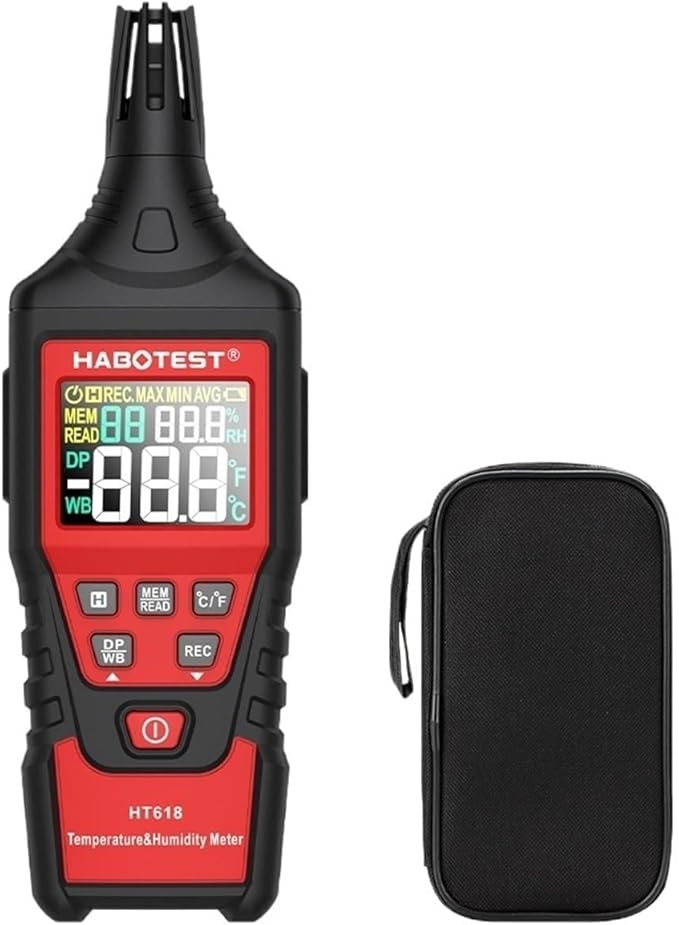 HT618 Digital Psychrometer Thermometer Hygrometer with Backlight Temperature and Humidity Meter with Dew Point