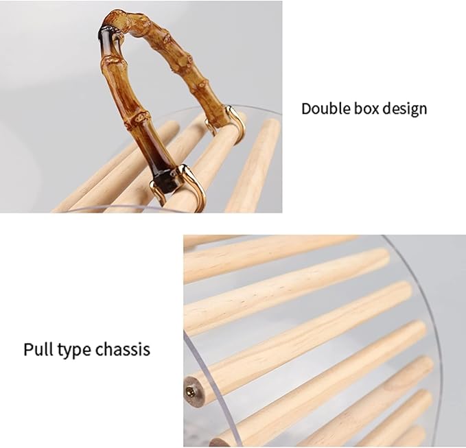 Transparent Acrylic Bird Travel Carrier with Handle, Breathable Portable Cage for Small Birds, Parrots, Cockatiels, Indoor & Outdoor Use