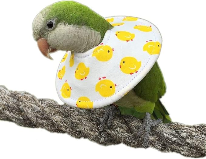 Adjustable Bird Collar - Recovery Collar Parrot Elizabeth Collar for Feather Plucking Feather Protector Shield with Soft Padded Cotton Neck Cone Anti-bite Anti-Licking Wound Healing (XL,Yellow)