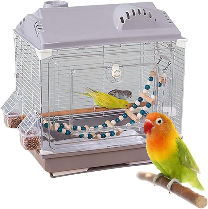 Small Bird Cage | Lightweight Breathable Escape-Proof | Portable Bird Cage with Water Bottle Perch - for Cockatiel Lovebird Conures Indoor Outdoor Home Traveling Trip