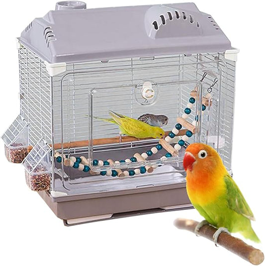Small Bird Cage | Lightweight Breathable Escape-Proof | Portable Bird Cage with Water Bottle Perch - for Cockatiel Lovebird Conures Indoor Outdoor Home Traveling Trip