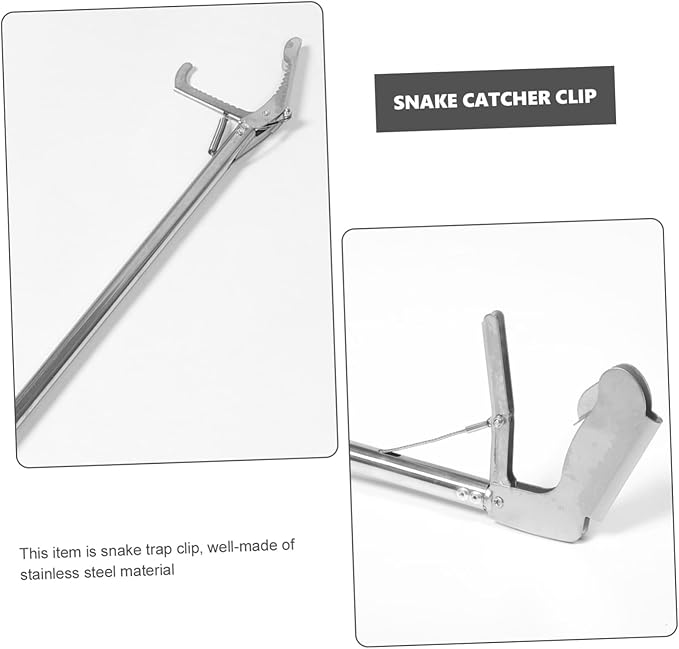 Totority Folding Stainless Steel Snake Catcher Grabber Tool Locking Mechanism for Safe Handling of Snakes and Reptiles Lightweight Portable Design for Gardens and Zoos