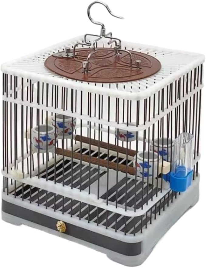 Parakeet Cage,Accessories, Vintage Bird Cage Decorative Hanging Plastic Square Birdcages House Carrier for Small Birds Small Birds(B)