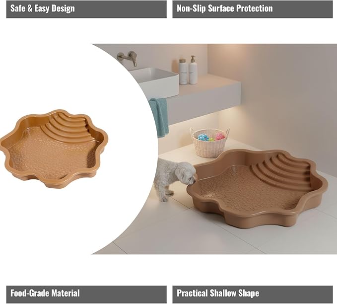Reptile Bathing Tub with Non-Slip Surface and Entry Ramp for Easy Small Animal Soaking Container
