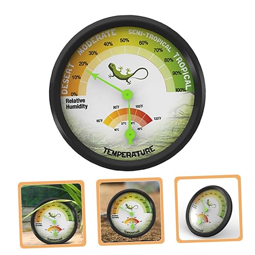 High-Accuracy Reptile Thermometer Hygrometer Dual Gauge for Vivarium Terrarium Pet Rearing Box Lightweight Construction Clear Large Display Mechanical Temperature Humidity