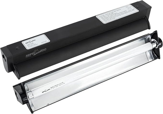 REPTI ZOO 8W Reptile T5 HO UVB Lighting Combo Kit, Light Fixture Reptile Terrarium Hood, with Detachable Curved Reflector and 1pc Desert 10.0 UVB T5 Lamp, ETL certificated