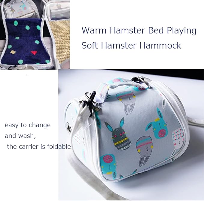 Hamster Carrier Bag Small Animal Portable Breathable Bird Outgoing Bag for Guinea Pig Hedgehog Squirrel Chinchilla Small Parrots and Other Similar Sized Animal Carrying Travel (L-23 * 20 * 15??,Grey)