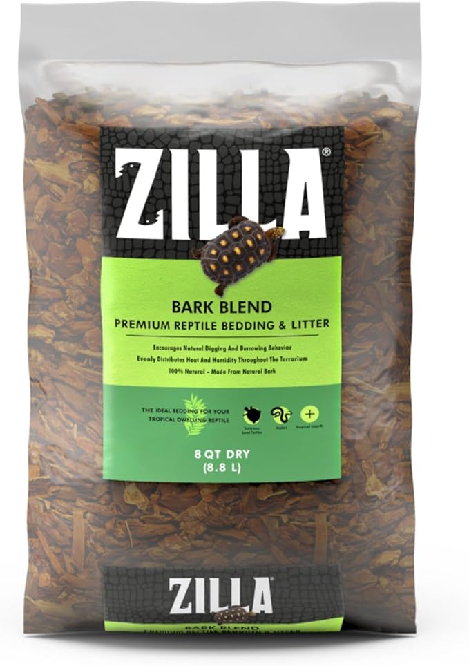 Reptile Terrarium Bedding Substrate, Bark Blend, 8 Quart (Pack of 1)