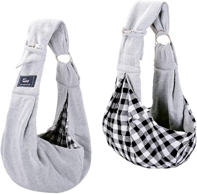 CUBY Dog and Cat Sling Carrier - Hands Free Reversible Pet Papoose Bag - Soft Pouch and Tote Design - Suitable for Puppy, Small Dogs Cats Outdoor