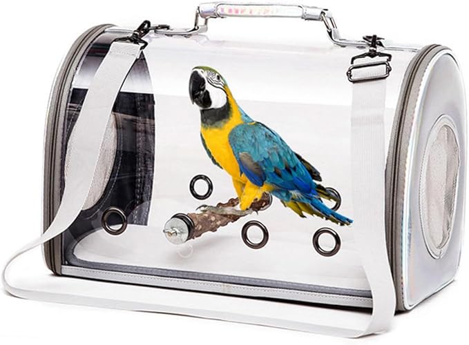 YARNOW Parrot Carrier Bag Standing Rack Portable PET Travel Carrier for Birds Side Access and Collapsible Design