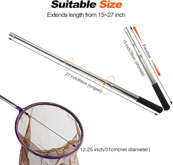 Yorikyas Snake Catcher Net Telescopic Pole for Reptile Grabber Rattle Snake Moving and Catching
