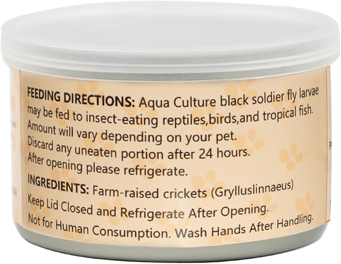 6 Pack Canned Crickets for Reptiles, Fish, Birds and Small Animals, Crickets, Healthy High Protein Treat, Reptile Bird Fish Food 7.2 Ounces Total