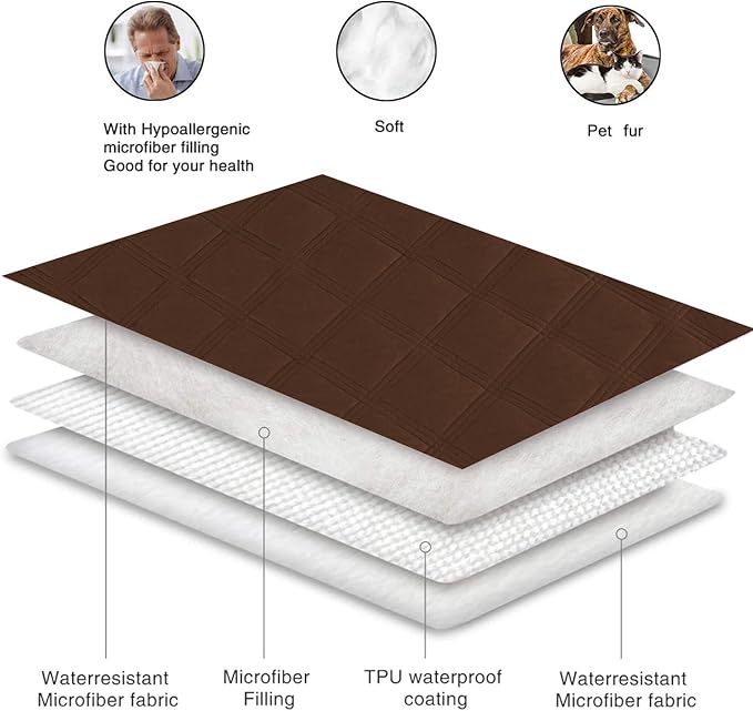 fuguitex Waterproof Dog Blanket Reversible for Small Dogs Resistant Leakproof Washable Couch Cushion Bed Protector Cover for Indoor Furniture Pet Friendly（82"*82",Brown+Chocolate