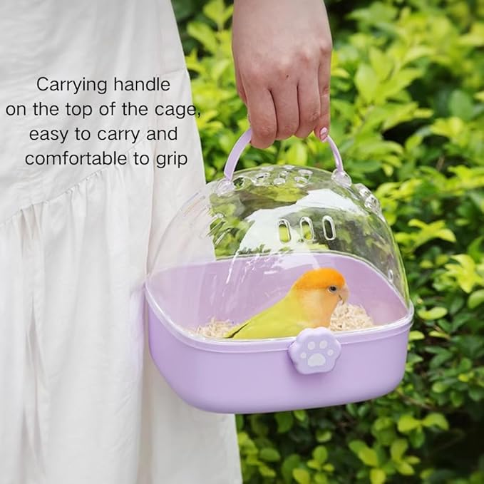 Bird Carrier Cage with Water Bottle, Portable Parrot Travel Carrier Carry Case 7.2" L*6.4 W *6.7” H for Small Pets, Lovebird, Budgie, Parakeet, Gerbils, Mice, Dwarf Hamster, Small Animal (Purple)