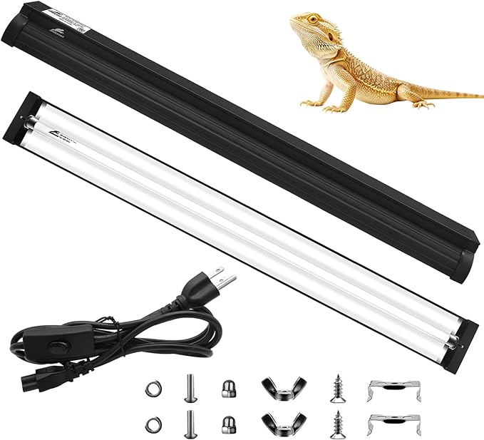 39W T5 10.0 UVB Reptile Light Fixture Combo Kit, High Output UVA UVB Light with Upgraded Wider Alloy Reflector for Bearded Dragons Lizards Tortoises and Other Desert or Tropical Reptiles (34.5Inch)
