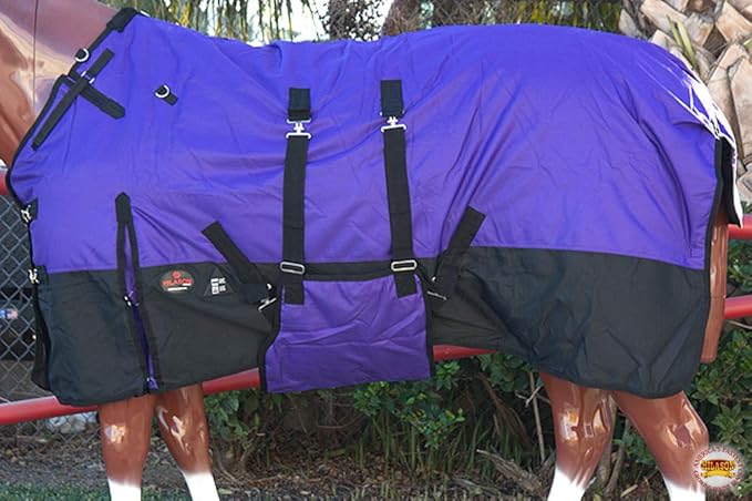 HILASON 1200D Winter Waterproof Poly Horse Turnout Blanket Belly Wrap Purple | 74 in