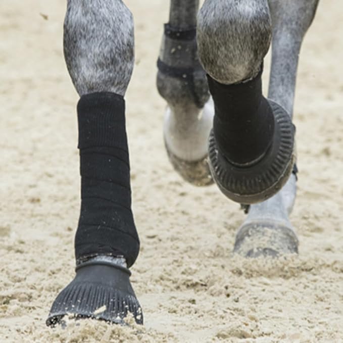 Horse Polo Wraps 2.5m Soft Fleece Polo Wraps Equestrian Leg Bandage Wrap Set of 4 Packs (Black - 2.5m)
