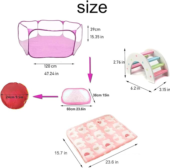 Hamster Playpen with Mat, Large - Foldable Exercise Playpen, Breathable and Transparent Pet Cage Fence Indoor/Outdoor for Guinea Pigs Small Animal Gerbils Chinchillas Hedgehogs Rats