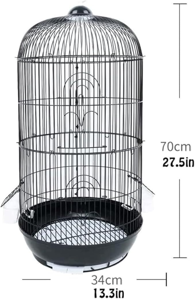 Bird Cage Parrot Cage Metal Bird Cage Round Bird House Carrier Wrought Iron Birdcage Portable Durable Bird Carriers for Indoor Flight Birdcage(White,34 * 99cm)