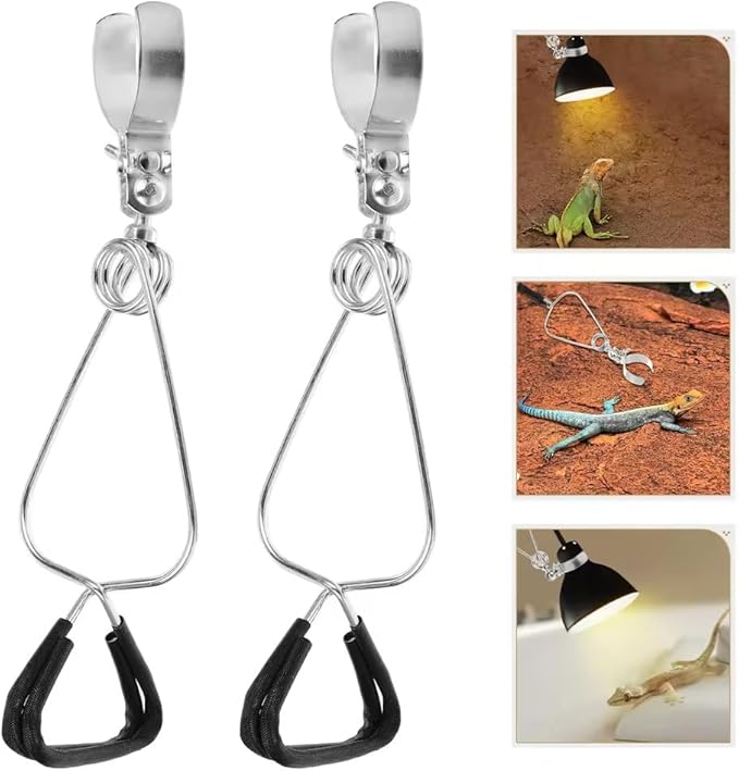 EatingBiting 2Pcs Reptile Heating Lamp Clamps Adjustable Fixture Turtle Dome St Plastic Easy Install Durable Portable Fish Tank Aquarium