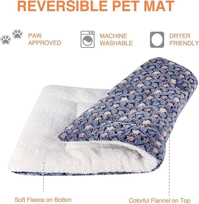 Mora Pets Dog Bed Crate Pad Ultra Soft Pet Bed with Cute Star Print Washable Reversible for Large Medium Small Dogs 21 x 12 inch 2 Pack Pink and Dark Blue